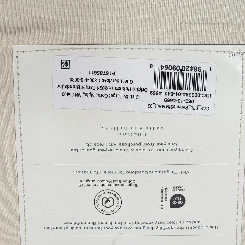 Casaluna King Premium Cotton Percale Sheet Set 400 Thread Count Natural‎